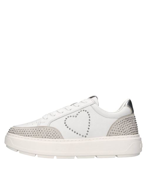 Sneakers in camoscio, ecopelle e strass LOVE MOSCHINO | JA15164G1MIAB10ABIANCO-GRIGIO